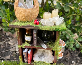 Fairy bookcase miniature dollhouse ooak