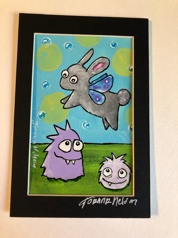 Small Original Monstarot Mini Painting By Joanna Nelson Etsy