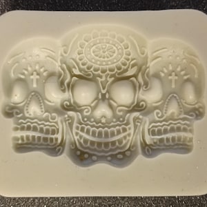 Triple Sugar Skull Cluster Silicone Mold for Resin or Plaster