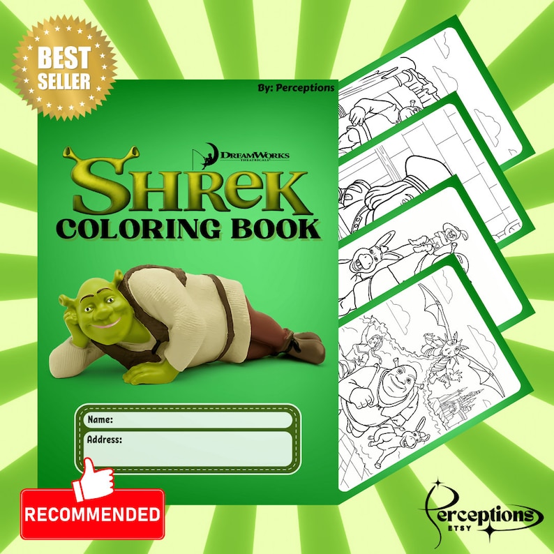 Shrek Coloring Book for Kids and Adults 34 Pages PDF Print - Etsy