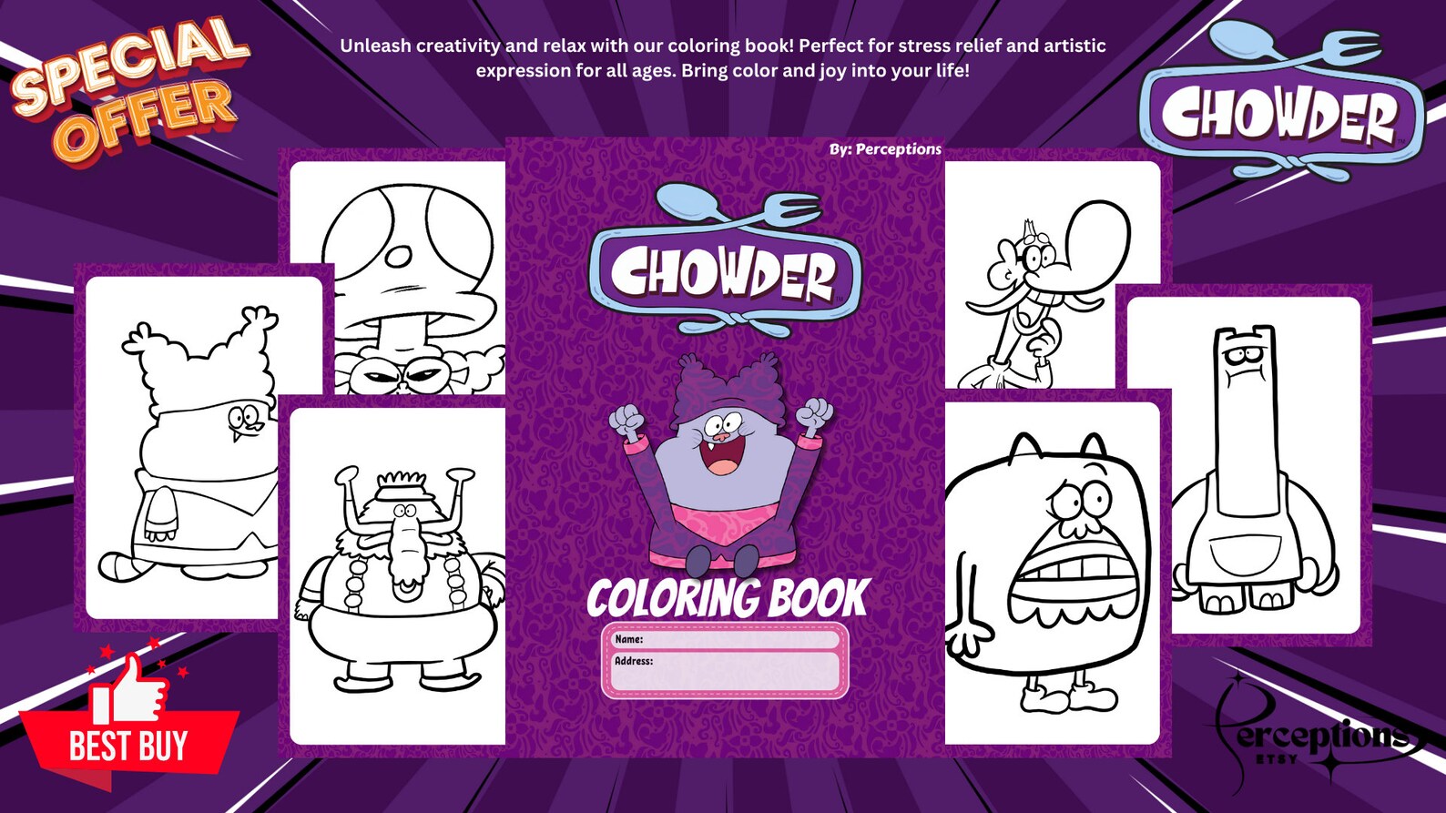 Chowder Cartoon Coloring Book for Kids 23 Pages PDF Print - Etsy
