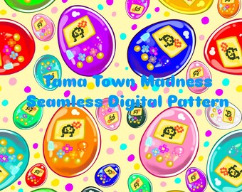 Tama Town Madness Seamless Digital Pattern