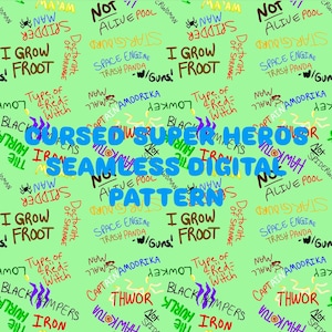 Cursed Super Heroes Seamless Digital Pattern