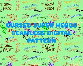 Cursed Super Heroes Seamless Digital Pattern