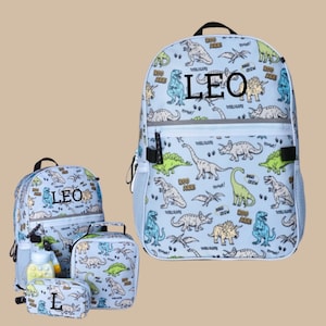 Personalized custom dinosaur backpack set