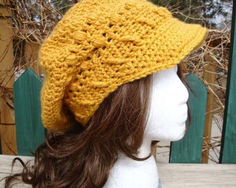 Celebrity Style Beret-Tam-Snood-Newsboy-Brimmed.....Golden Honey Mustard