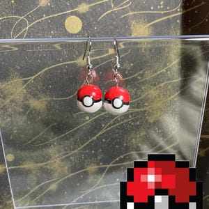 Pokeball Inspired Polymer Clay Earrings