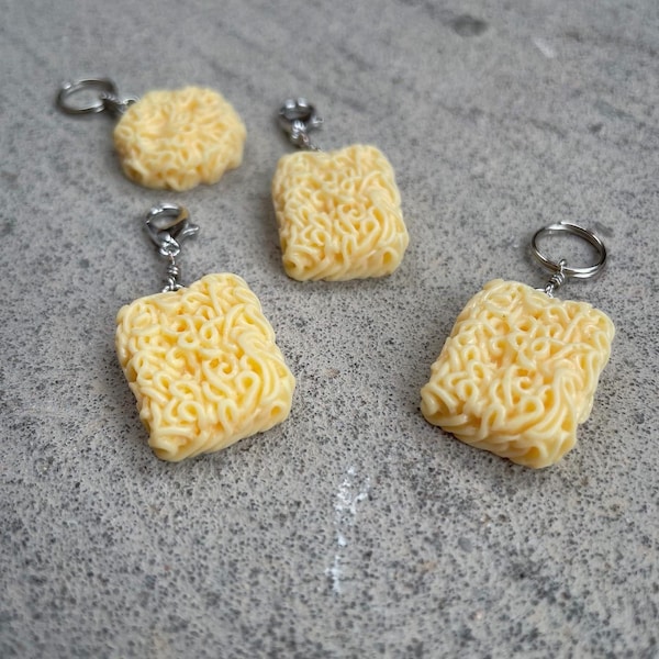 Ramen Delight: Set of 2 Dried Ramen Brick Stitch Markers for Knitters & Crocheters