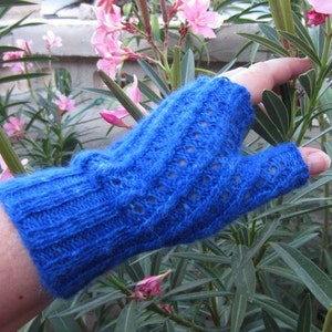 KNITTING PATTERN Twisted Stitch Cables Lacy Fingerless Gloves for Knitting image 1