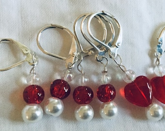 Red Knit and Crochet Stitch Markers