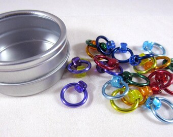 Medium Large Rainbow Snag Free Beaded Stitch Markers