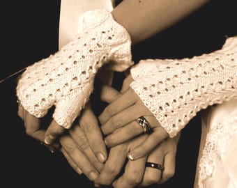 KNITTING PATTERN: Ruffled Romance Lacy Fingerless Gloves
