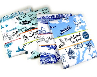 SALE Any Two Souvenir Tea Towels Seattle Washington U PICK