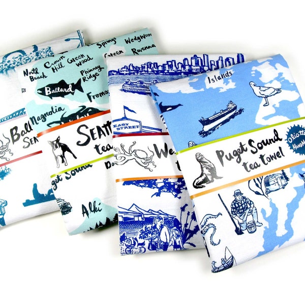 SALE Any Two Souvenir Tea Towels Seattle Washington U PICK