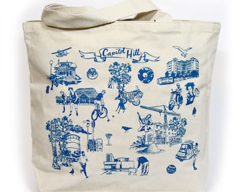 Capitol Hill Screen Print Canvas Tote Bag