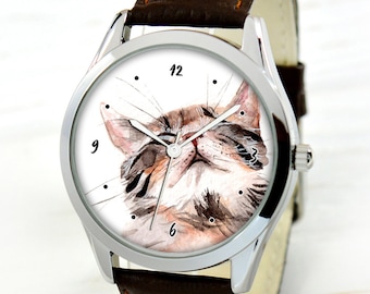 Watercolor Cat Watch - Cat Lover Gifts Women - Mother's Day Gift - Cat Lover Gift - Cat Lover Gifts For Men - Gifts For Wife - Birthday Gift