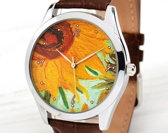 Sunflowers Art Watch | Van Gogh Watch | Art Teacher Gift | Gift for Her | Art Jewelry | Women's Watch | Leather Men's Watch | FREE SHIPPING