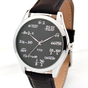 Reloj de matemáticas en gris - Reloj de hombre PREMIUM - Relojes de mujer EXCLUSIVOS - Regalo para profesores de matemáticas - Regalos de matemáticas - Regalos divertidos para hombres - Envío GRATIS