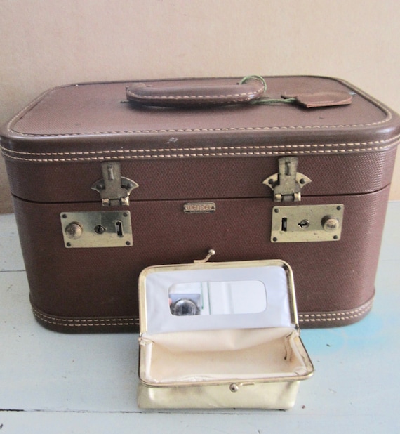 Vintage Luggage Vintage Train Case Travel Suitcas… - image 2