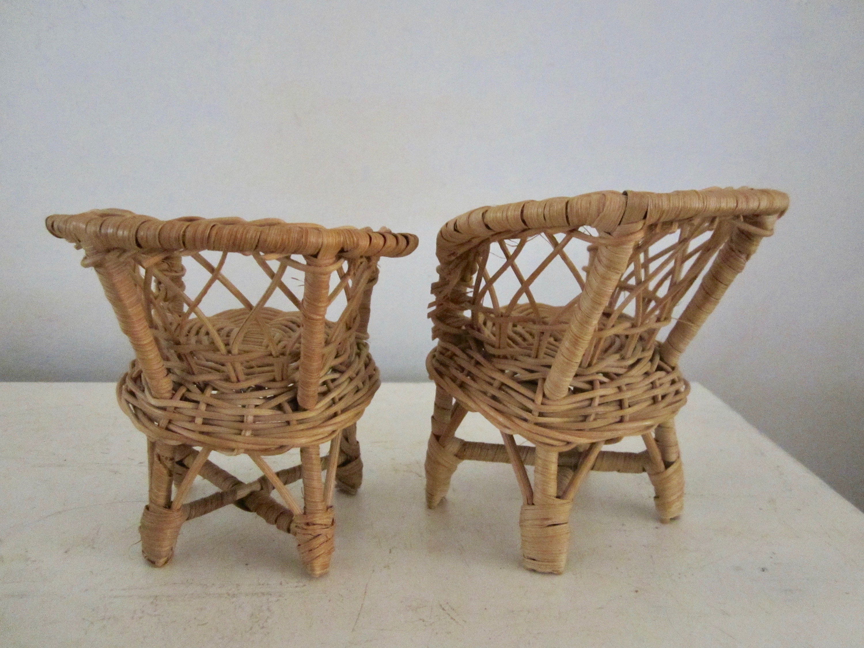 VINTAGE Wicker Furnitures Set 2 side ArmChairs & Table 3pc Etsy