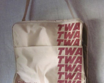 Vintage TWA Bag Vegan Unisex Bag Carry On Shoulder Tote New Old Stock Travel Bag Trans World Airlines Overnight Bag Getaway Vacation Tote