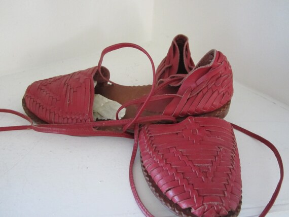 Vintage Gladiator Sandals Bohemian Red Leather San