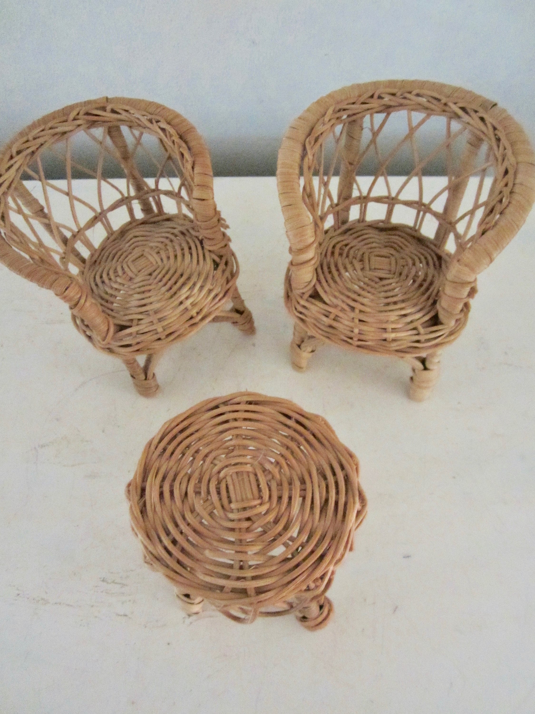 VINTAGE Wicker Furnitures Set 2 side ArmChairs & Table 3pc Etsy