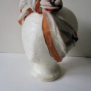 Vintage VERA Neumann Scarf Sheer Vera Square Scarf Vera Neumann Chinoiserie Orange & Black Oriental Vera Head Scarf 70&#39;s Vera Necktie Scarf