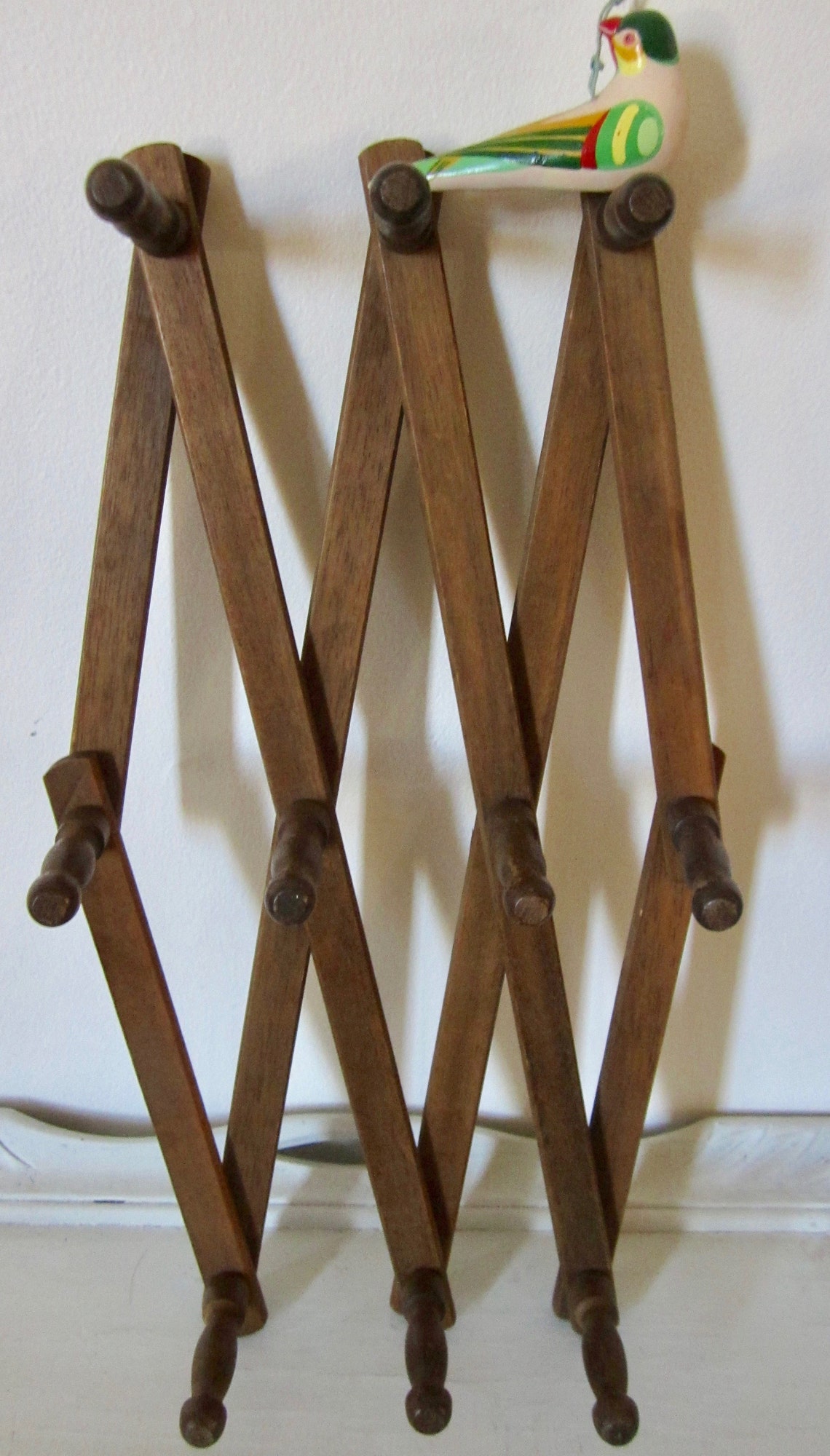 Vintage Accordion Expandable Wall Rack 10 Hook Pegs Wall Decor Etsy