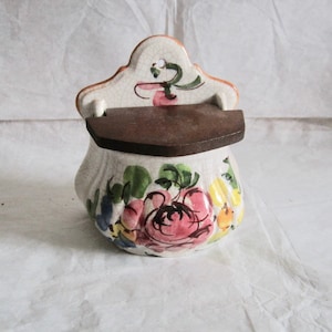 Vintage Wall Mount Spices Canister Kitchen Salt Cellar Container Shabby Chic Floral Storage Bin Cracks Design Ceramic Pottery Wall hanging