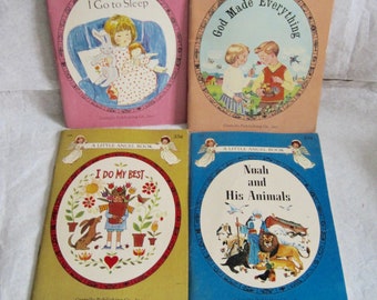 A Little Angel Books Vintage Illustrated Children's Books Set Of 4 - I Do My Best, I Go To Sleep, God Made Everything, Noah And His Animals