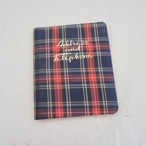 Vintage Plaid Tartan Address Phone Book A-Z Index Directory – Made in Japan