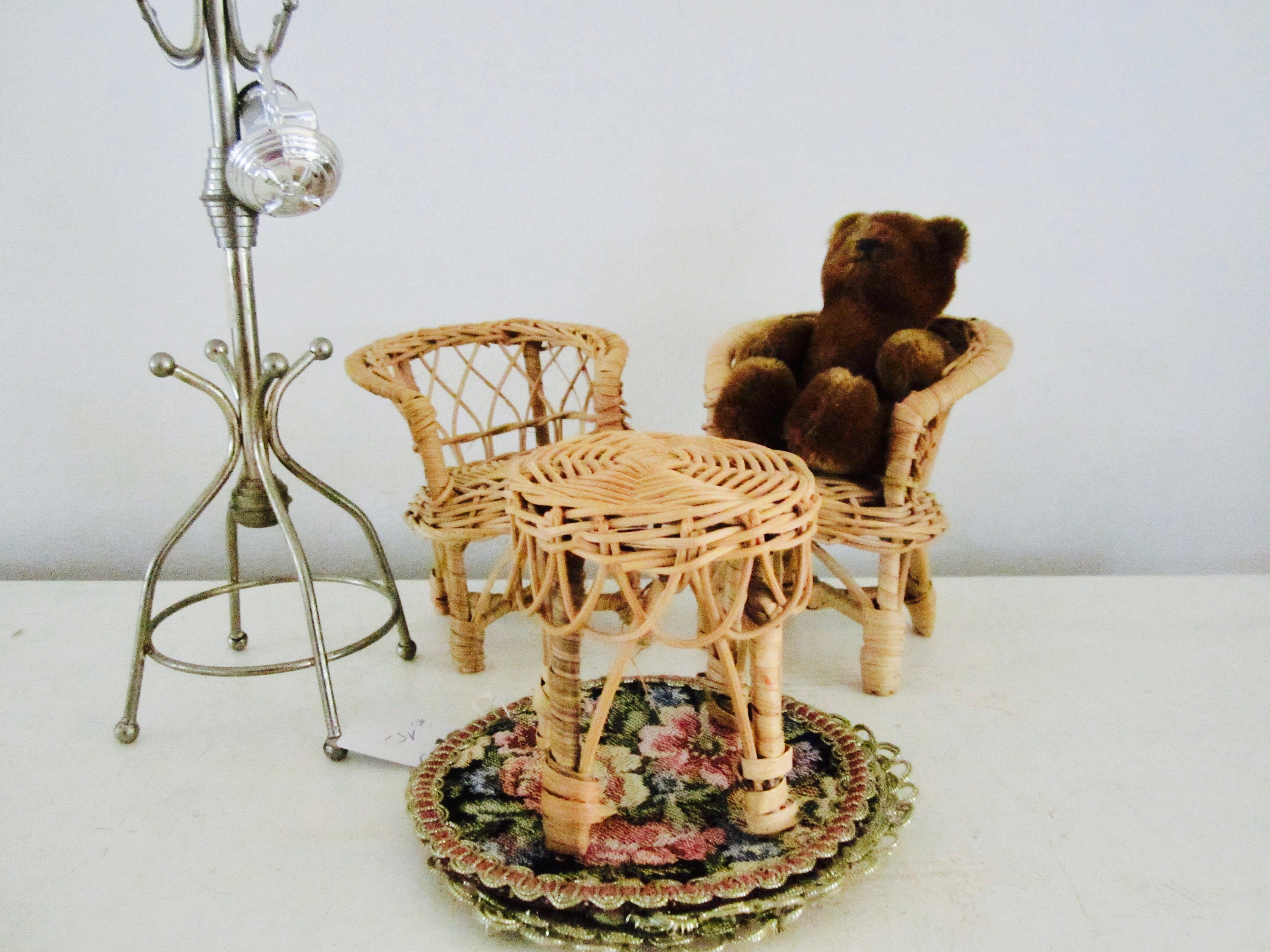 VINTAGE Wicker Furnitures Set 2 side ArmChairs & Table 3pc Etsy
