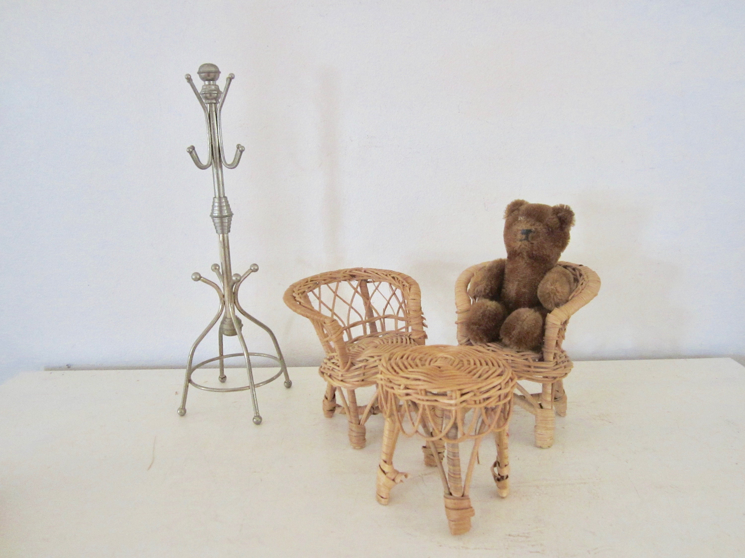 VINTAGE Wicker Furnitures Set 2 side ArmChairs & Table 3pc Etsy