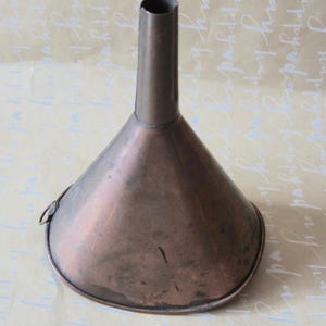Vintage Copper Funnel Oval English Copper Funnel Oil Funnel by Speedwell Birmingham England 1953 Mesh Screen Beautiful Patina & Loop Handle