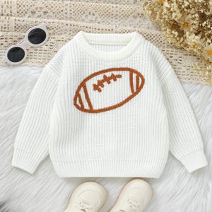 Fußball Baby Pullover - Handgestrickter Kleinkind Pullover - Sportliches Baby Geschenk für Jungen und Mädchen