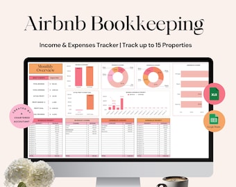 Airbnb Tracker Ferienimmobilie Buchhaltung, Airbnb Buchhaltung, Airbnb Income and Expense Tracker Excel, Google Sheets Tabelle