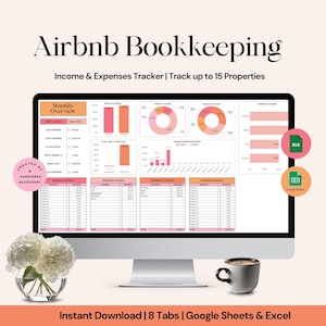 Airbnbトラッカー バケーションレンタル物件簿記、Airbnb簿記、Airbnb収支トラッカー Excel、Googleスプレッドシート