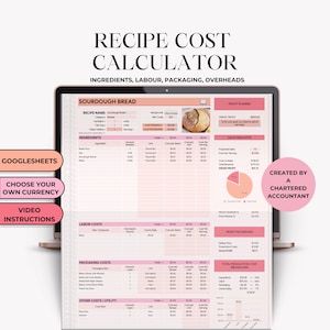 Recipe Cost Calculator, Profit Calculator Spreadsheet, Bakery Pricing Tool, Ingredient Cost Tracker, Google Sheets Template, Cake Pricing