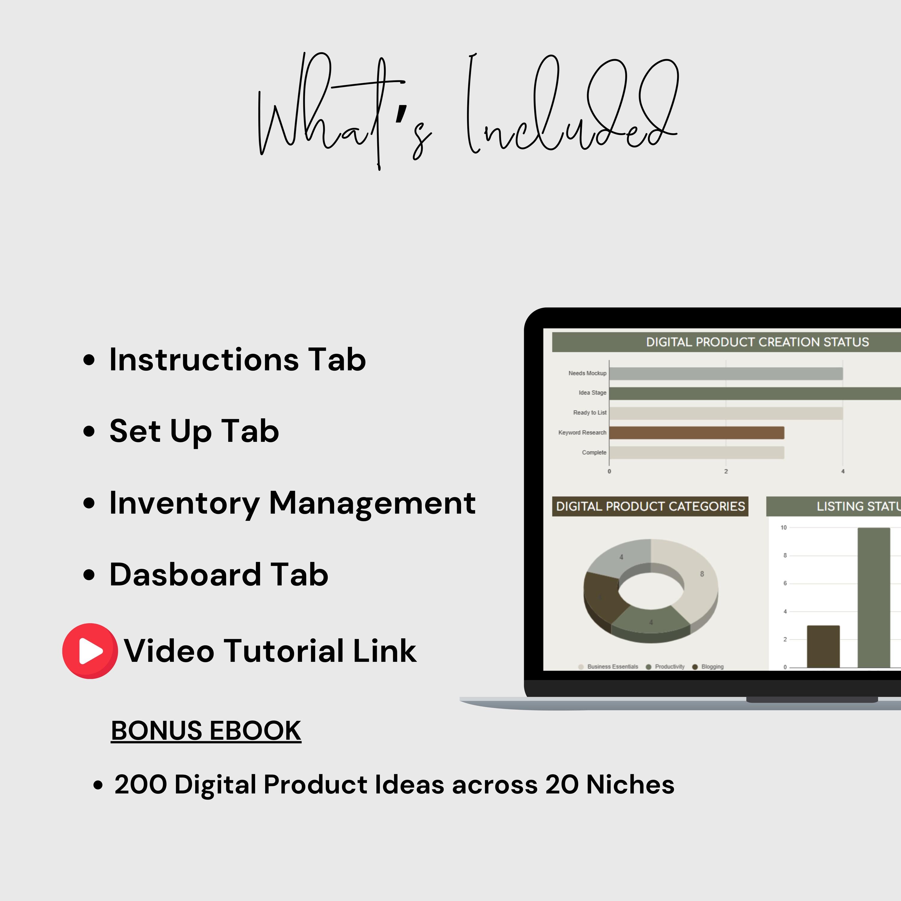 Digital Product Inventory Organizer: Google Sheets Planner (digital ...