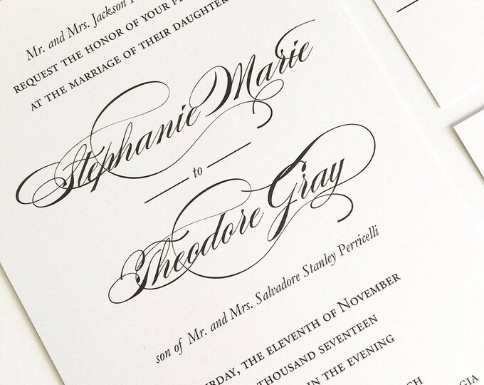 Bold Calligraphy Wedding Invitation, Simple Elegant Wedding Invitation