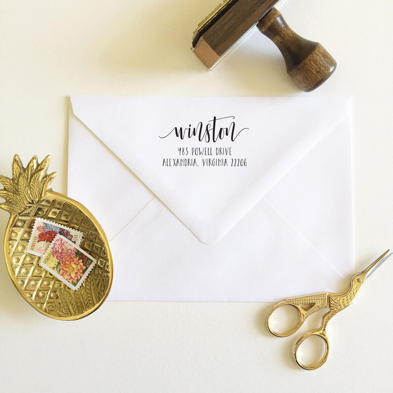 Calligraphy Return Address Stamp House Warming Gift Address Stamp Self Inking Address Stamp New Home Gift Custom Wedding Gift