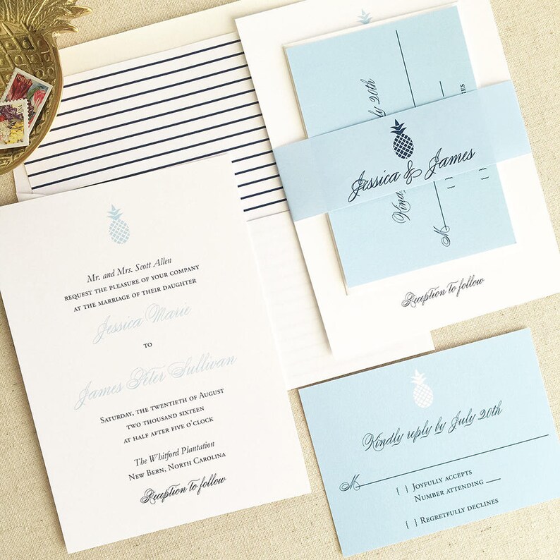 Pineapple Wedding Invitation Destination Wedding Invitation Etsy