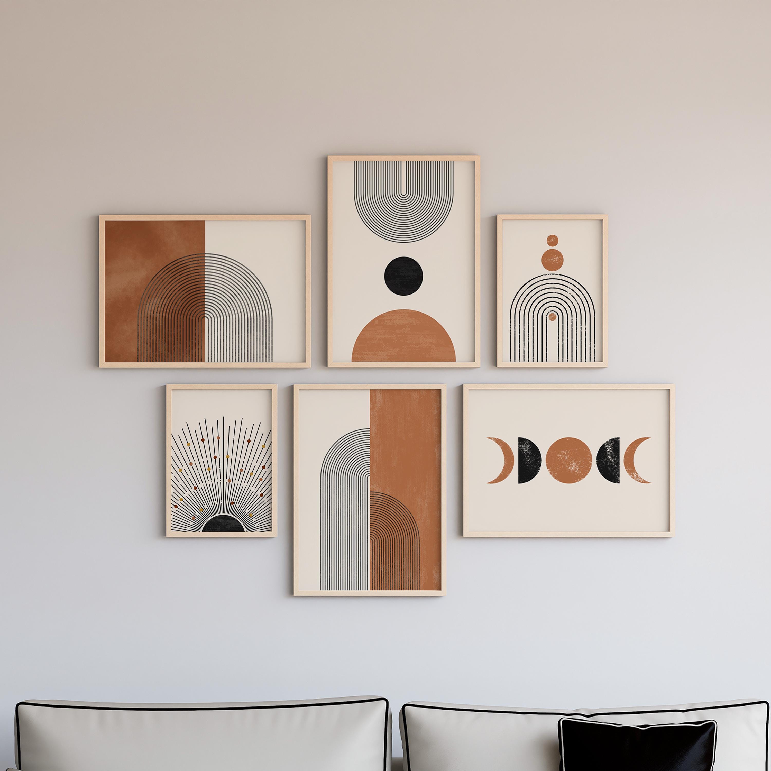 Boho Geometric Wall Art, Set of 6 Mid Century Modern Prints ...