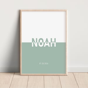 Impresión personalizada con nombre de bebé, arte de pared personalizado para niña y niño, decoración de habitación de recién nacido, regalo de baby shower, arte de pared unisex para niños, A4, A1, 11 x 14, 8 x 10