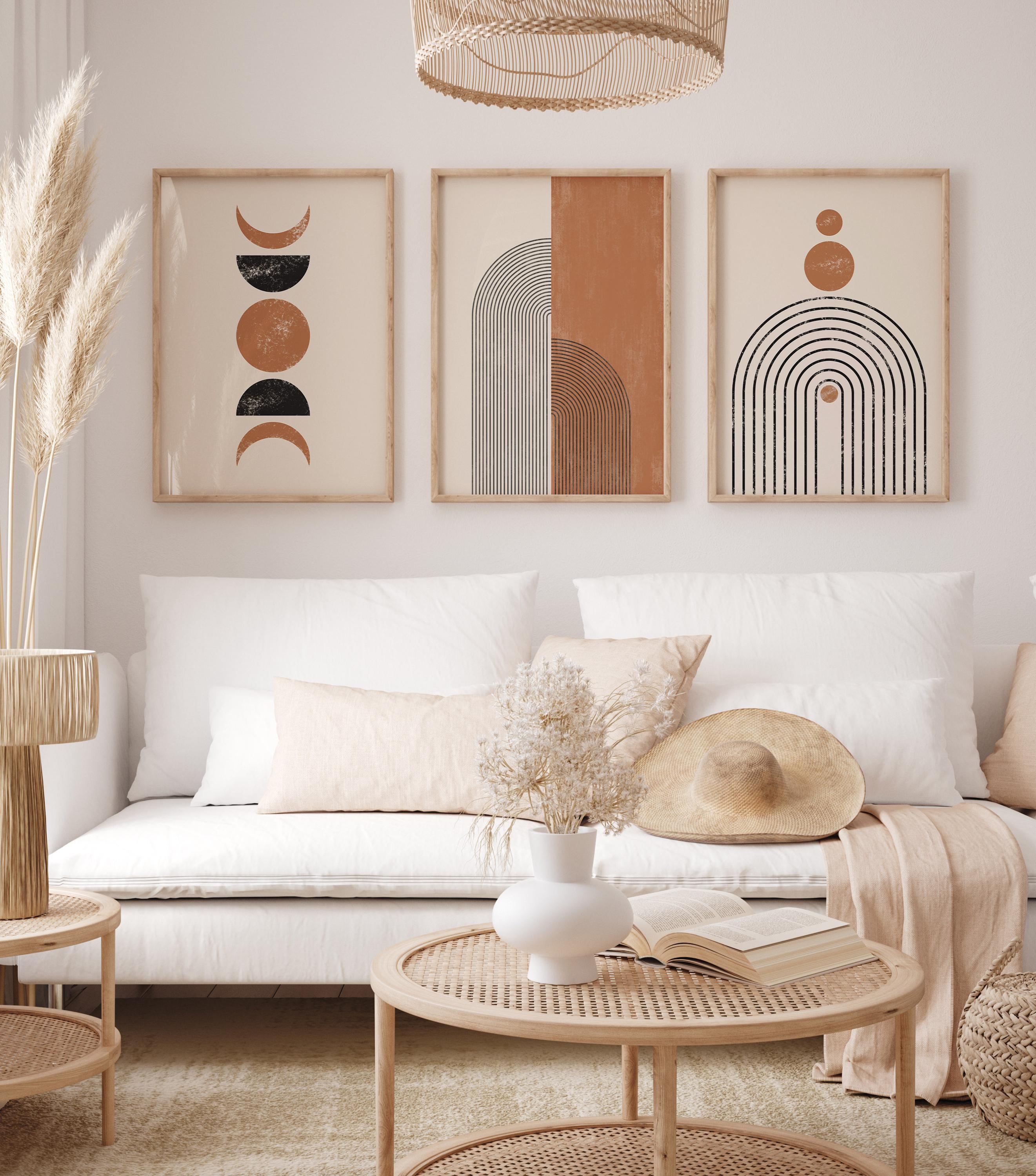Boho Geometric Wall Art, Set of 6 Mid Century Modern Prints ...