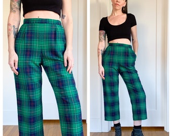 green plaid pants womens