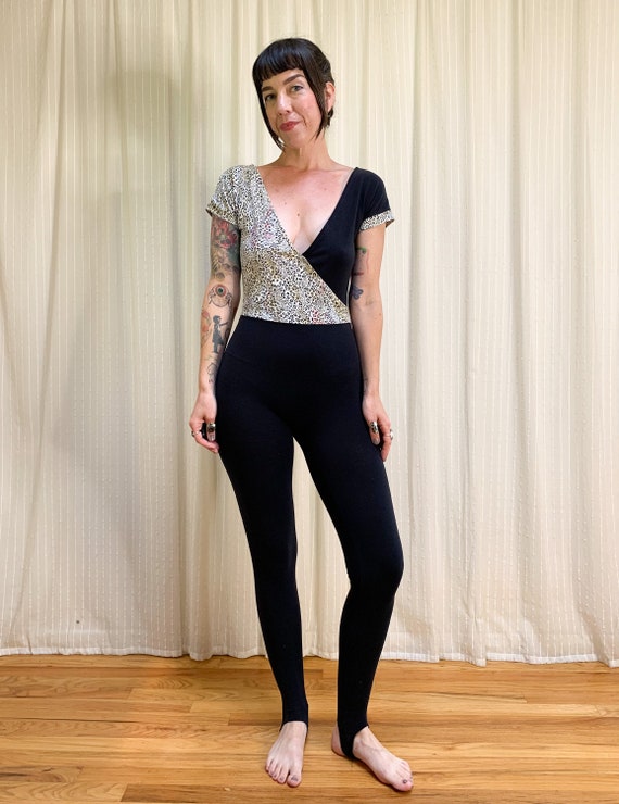 80s leopard leotard stirrup jumpsuit - image 4