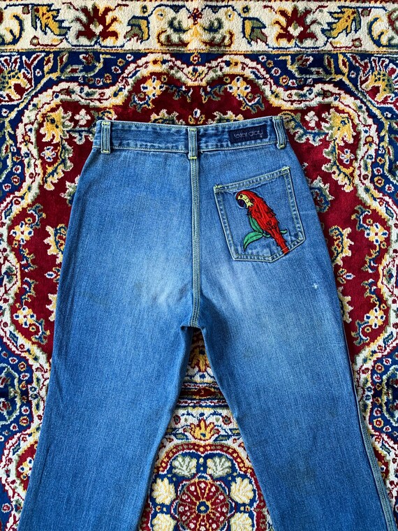 70s/80s Faded Glory straight leg parrot blue jeans