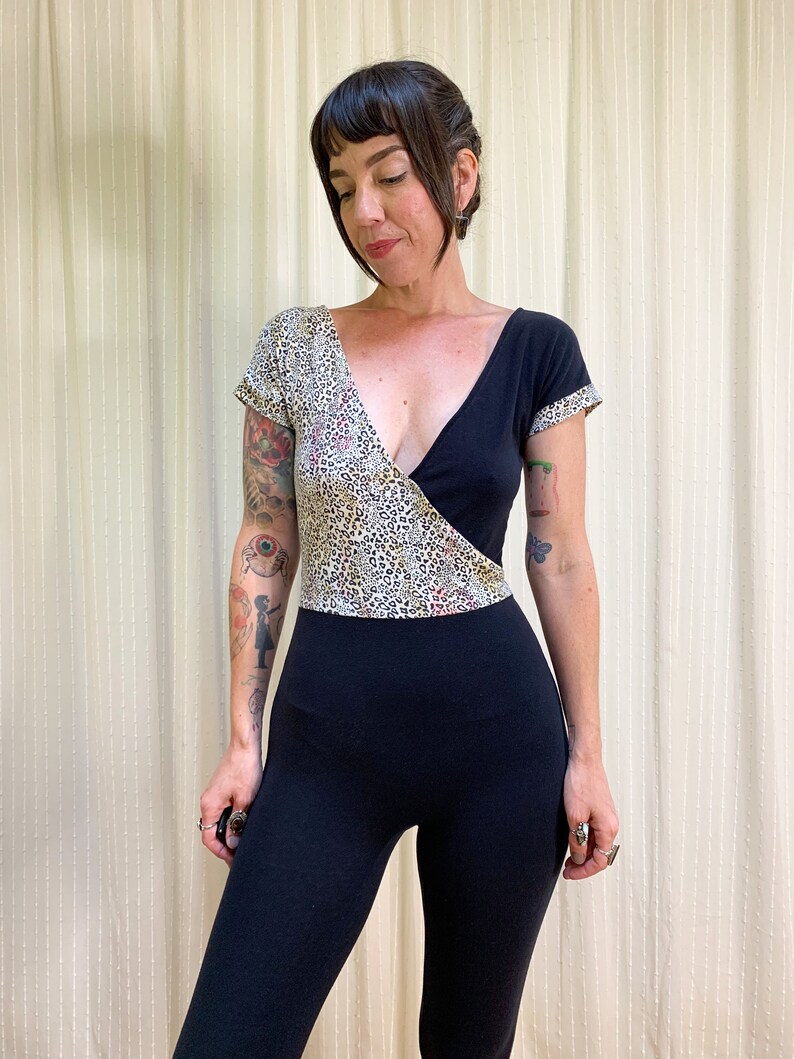 80s leopard leotard stirrup jumpsuit image 6